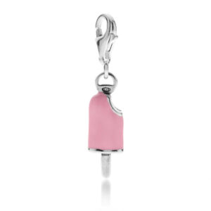 Strawberry Popsicle Charm in Sterling Silver and Enamel