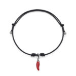 Mini Red Pepper Cotton Cord in Sterling Silver and Enamel – Black