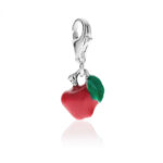 Red Apple Charm in Sterling Silver and Enamel