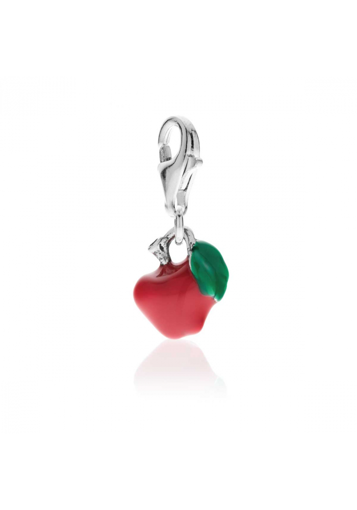 Sterling Silver 15x10mm Red Apple Charm for Fall/Back to School 