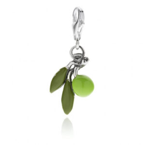 Green Olive Charm in Sterling Silver and enamel