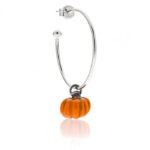 Pumpkin Single Earring in Sterling Silver & Enamel